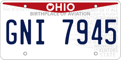 OH license plate GNI7945