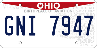 OH license plate GNI7947
