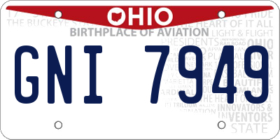 OH license plate GNI7949