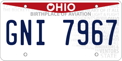 OH license plate GNI7967