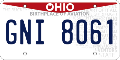 OH license plate GNI8061