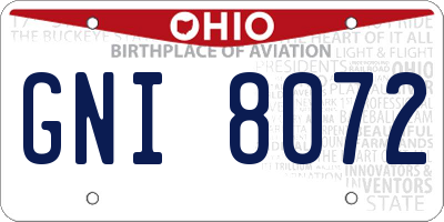 OH license plate GNI8072