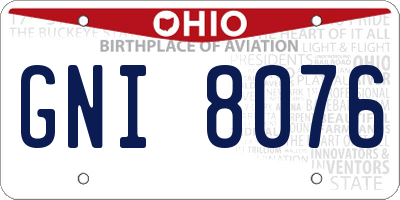 OH license plate GNI8076
