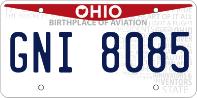 OH license plate GNI8085