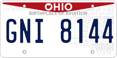 OH license plate GNI8144