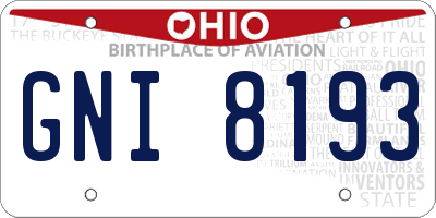 OH license plate GNI8193
