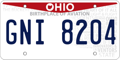 OH license plate GNI8204