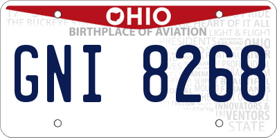 OH license plate GNI8268