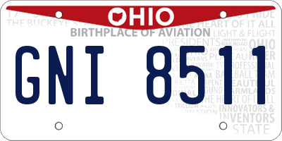 OH license plate GNI8511