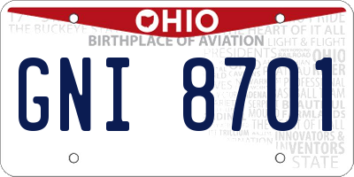 OH license plate GNI8701