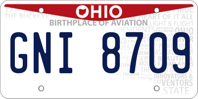 OH license plate GNI8709