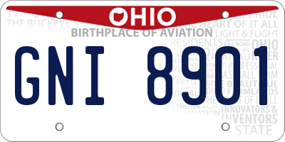 OH license plate GNI8901