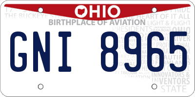 OH license plate GNI8965