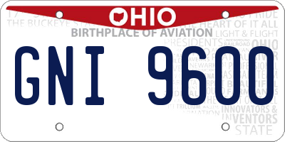 OH license plate GNI9600