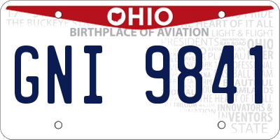 OH license plate GNI9841