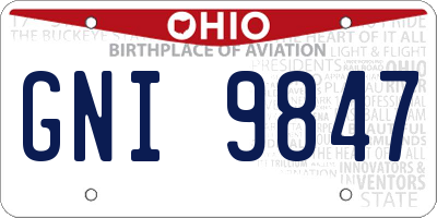 OH license plate GNI9847