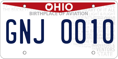 OH license plate GNJ0010