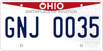 OH license plate GNJ0035