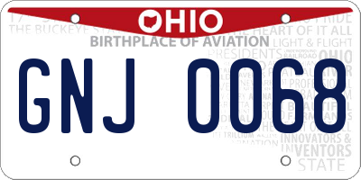 OH license plate GNJ0068