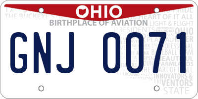OH license plate GNJ0071