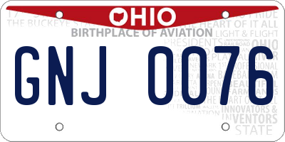 OH license plate GNJ0076