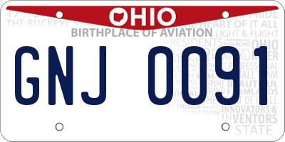OH license plate GNJ0091
