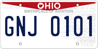 OH license plate GNJ0101