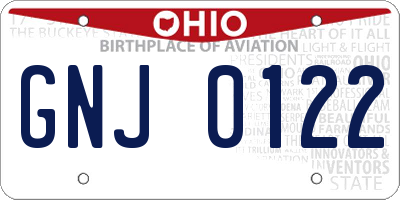 OH license plate GNJ0122