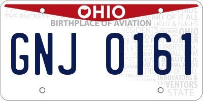 OH license plate GNJ0161