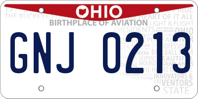 OH license plate GNJ0213