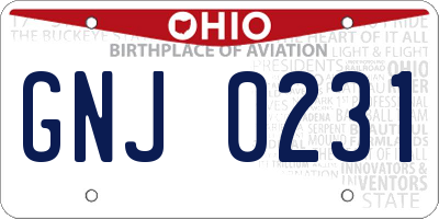 OH license plate GNJ0231