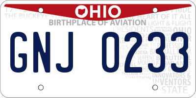 OH license plate GNJ0233