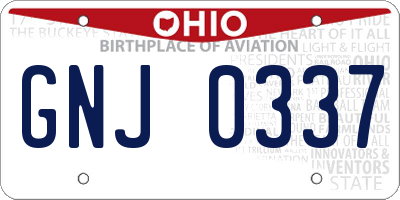 OH license plate GNJ0337