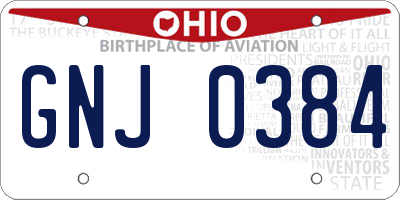 OH license plate GNJ0384