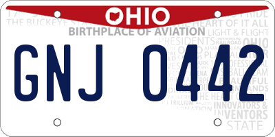 OH license plate GNJ0442