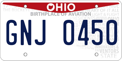 OH license plate GNJ0450