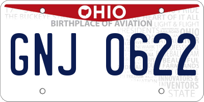 OH license plate GNJ0622