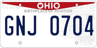OH license plate GNJ0704
