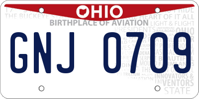 OH license plate GNJ0709