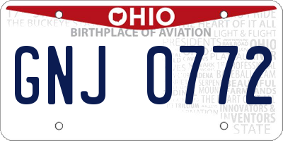 OH license plate GNJ0772