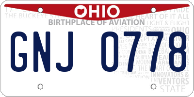 OH license plate GNJ0778