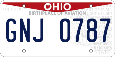 OH license plate GNJ0787