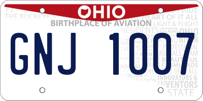OH license plate GNJ1007