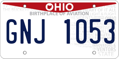 OH license plate GNJ1053