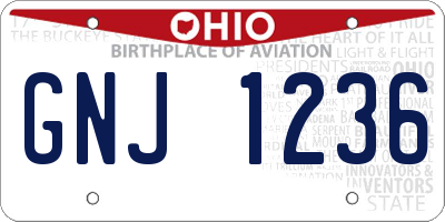 OH license plate GNJ1236