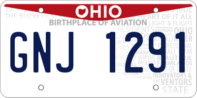 OH license plate GNJ1291