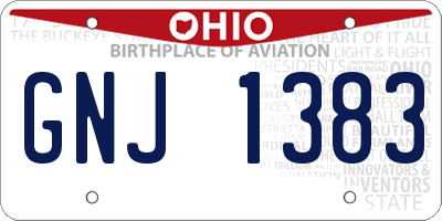 OH license plate GNJ1383