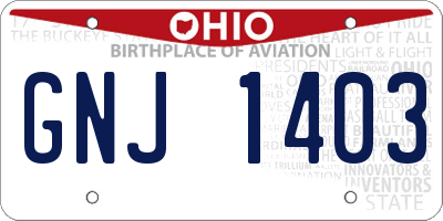 OH license plate GNJ1403