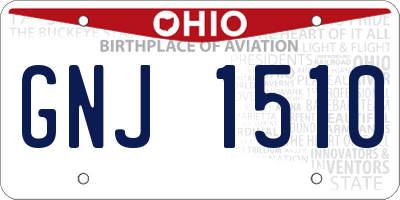 OH license plate GNJ1510