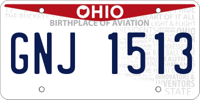 OH license plate GNJ1513